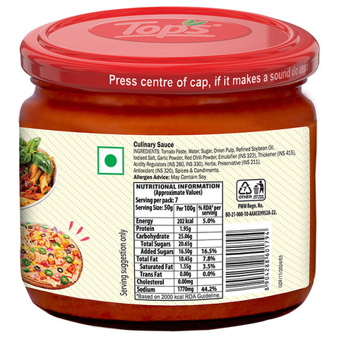 TOPS Pizza Pasta Sauce - 350g. Glass Jar