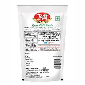 TOPS Gold Green Chilli Pickle - 90g. Pouch